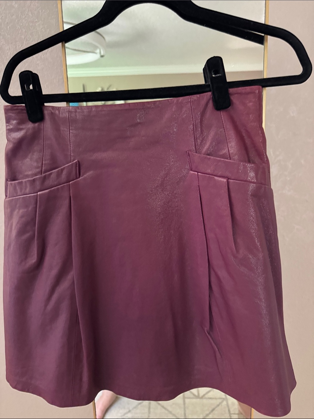 Nanette Lepore Plum natural leather Mini Skirt